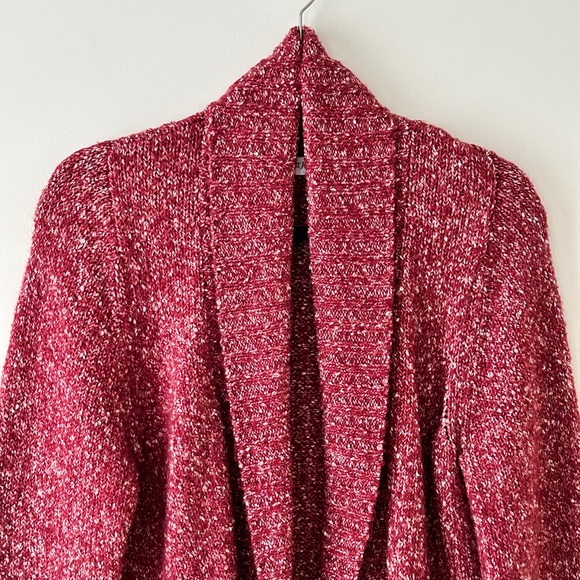 St John's Bay Red White Marled Open Shawl Cardigan - Picture 2 of 16